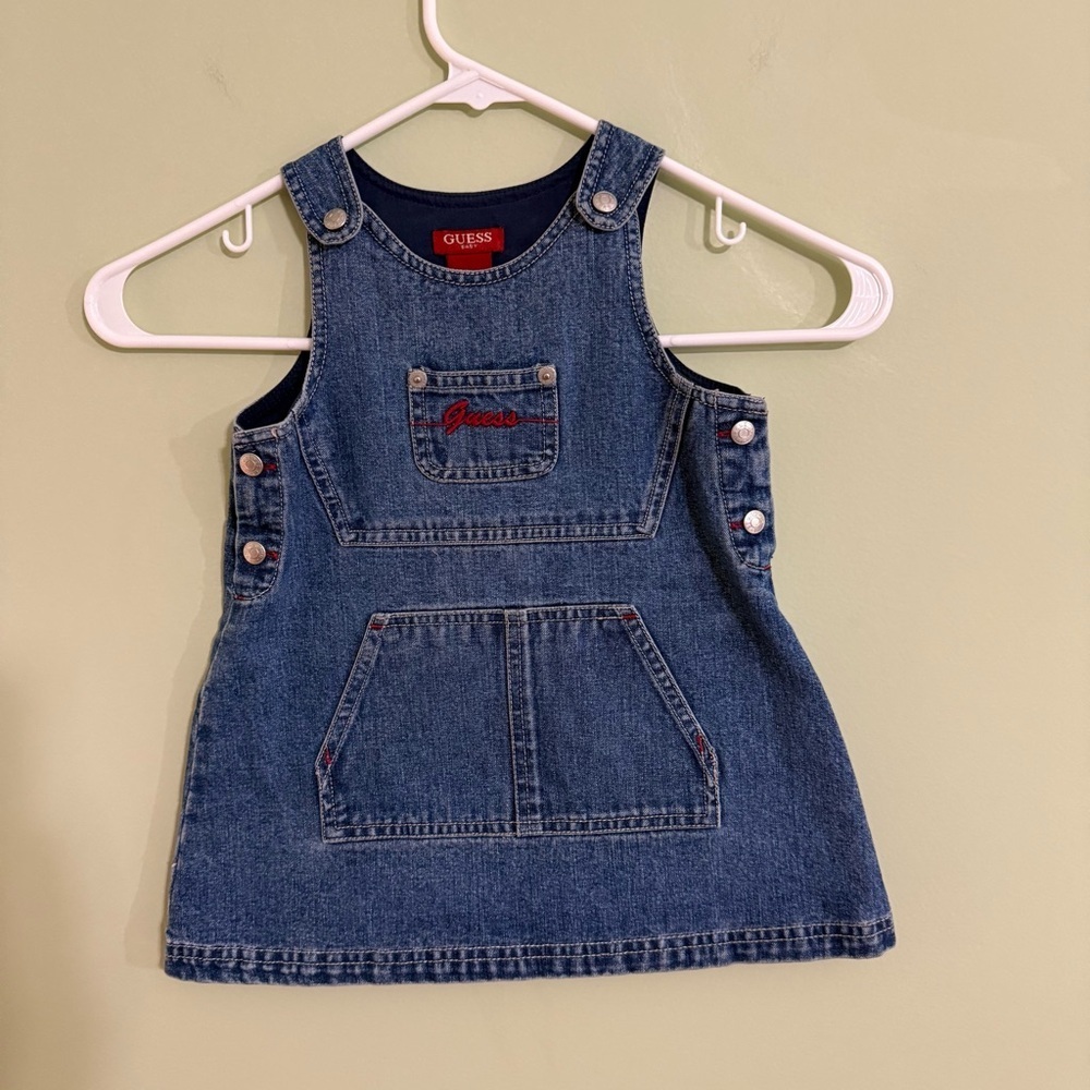 GUESS vintage Baby Denim Overall jumper‎  - red embroidery